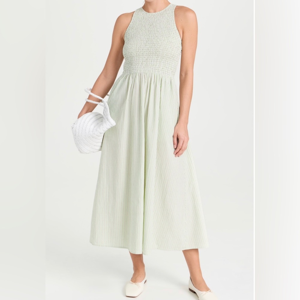 Madewell Smocked Sleeveless Midi Dress in Stripe